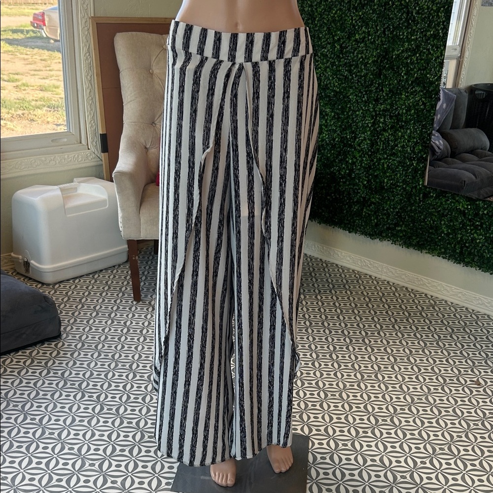 See You Monday Monochrome Striped Wide-Leg Pants